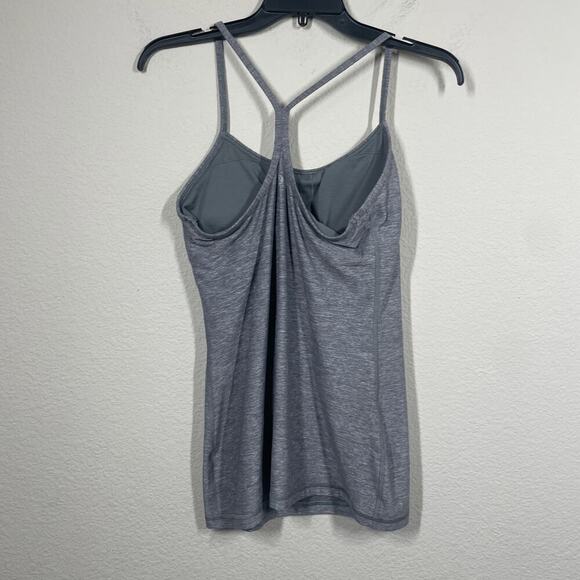 Lululemon Womens Size 8 Power Y Tank Heathered Gray Square Neck Sleeveless - Picture 4 of 7